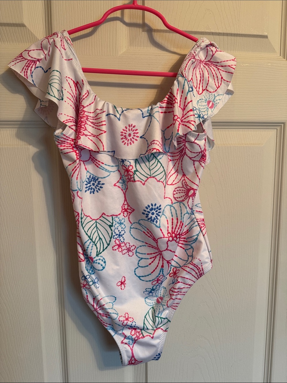 Stella Cove White One-Piece Swimsuit with Pink, Blue & Green Floral Print